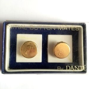 Vintage button mates by Dante button covers initial monogram gold tone J